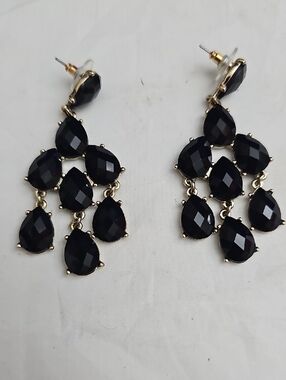 Banana Republic Gold-Tone Black Teardrop Cluster Earrings - Women Jewelry